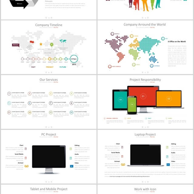 商务时间轴图表可视化演示PPT图片排版素材模板ANUNE Powerpoint