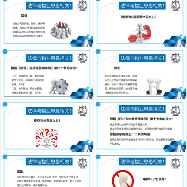 简约蓝色物业管理法律法规培训PPT模板