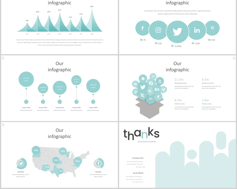 创意插图商务公司介绍工作汇报PPT模板信息图表Random - Powerpoint Template