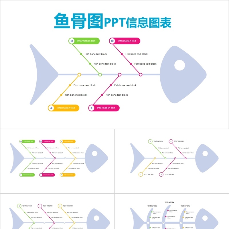 多形式QCC鱼骨图PPT信息图表