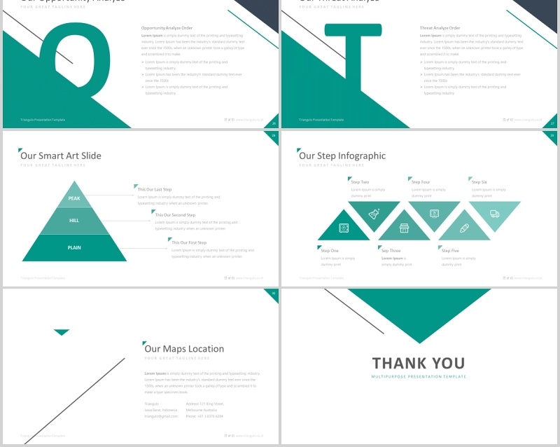 创意三角形插图公司介绍商务通用PPT模板版式设计Triangulo Powerpoint Template
