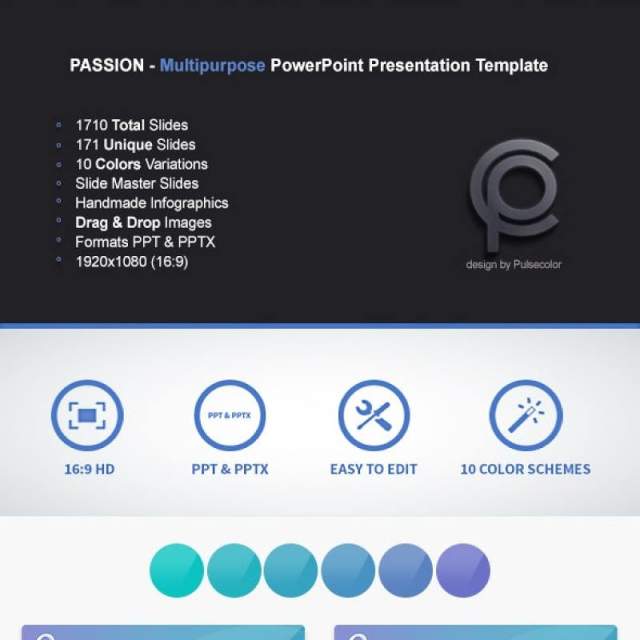 宝石蓝多用途PPT演示模板PASSION Multipurpose PowerPoint Presentation Template