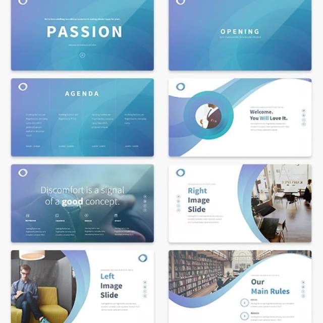 宝石蓝多用途PPT演示模板PASSION Multipurpose PowerPoint Presentation Template