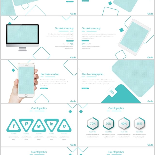 简洁公司介绍产品项目宣传PPT版式模板Quda - Powerpoint Template