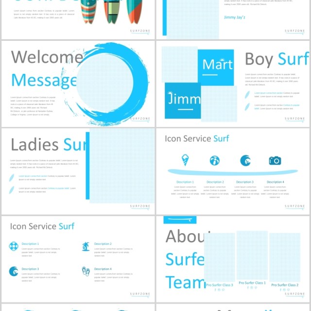 冲浪旅游度假策划宣传信息图表PPT模板Surfzone Powerpoint Template 冲浪旅游度假策划宣传信息图表PPT模板Surfzone Powerpoint Template