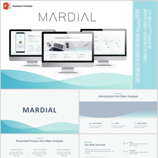 简约公司介绍产品简介PPT信息图表模板Mardial Powerpoint Template