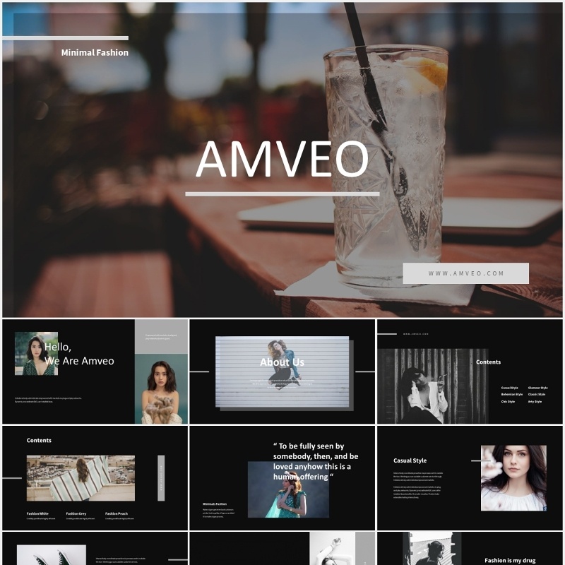 黑色时尚商务宣传介绍PPT模板Amveo-Fashion Business Powerpoint