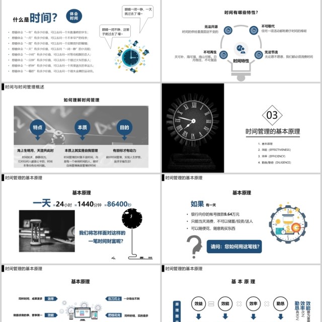 黑白简约企业员工培训时间管理技能PPT模板