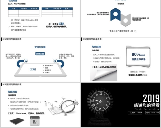 黑白简约企业员工培训时间管理技能PPT模板