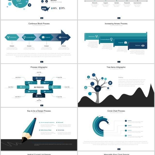 蓝色创意箭头阶梯流程图关系图表PPT可插图素材Roti Powerpoint