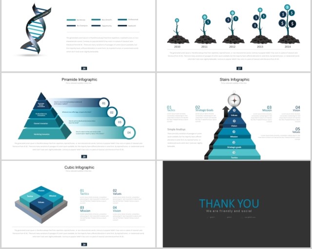 蓝色创意箭头阶梯流程图关系图表PPT可插图素材Roti Powerpoint