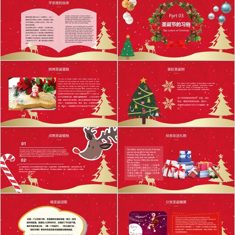 Merry Christmas 圣诞节主题介绍PPT英文课件模板