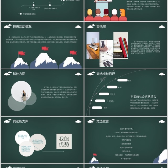 墨绿色学生会竞选PPT模板