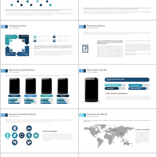 蓝色表格表单信息图表鱼骨图PPT可插图排版素材Cekeremes Powerpoint