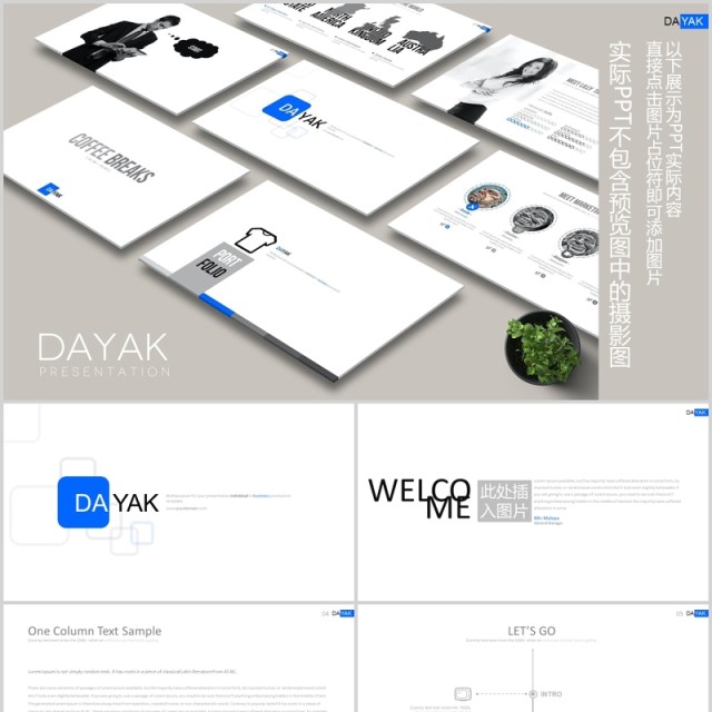 简约商务公司宣传PPT可插图排版设计模板DAYAK Powerpoint