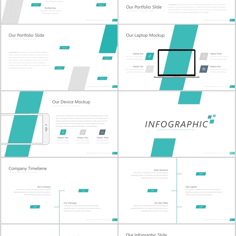 公司介绍企业简介PPT模板信息图表Slopegen Powerpoint Template