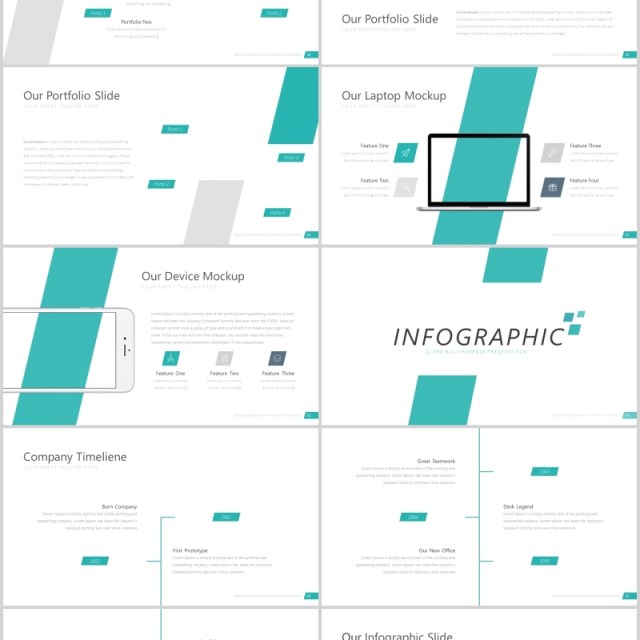 公司介绍企业简介PPT模板信息图表Slopegen Powerpoint Template