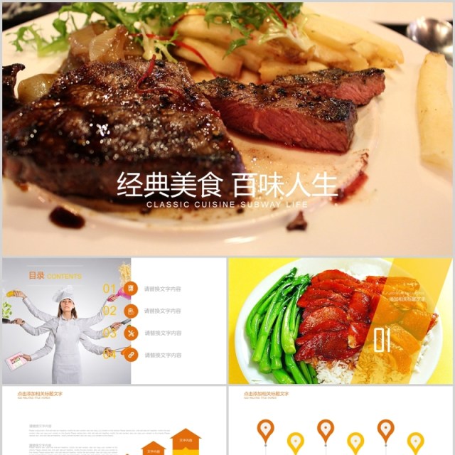 经典美食餐饮工作报告介绍PPT模板 经典美食餐饮工作报告介绍PPT模板