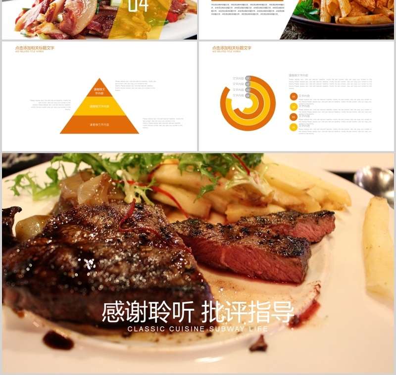 经典美食餐饮工作报告介绍PPT模板