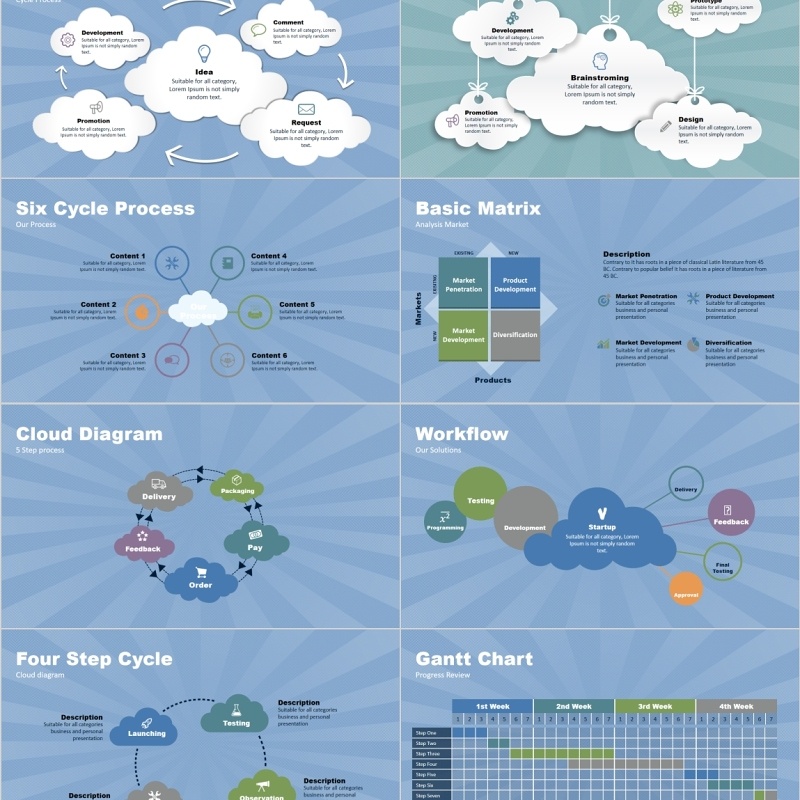 流程图思维导图阶梯图树状图鱼骨图PPT信息图表元素