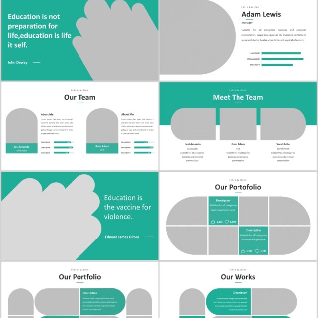 绿色教育图片排版设计PPT模板Educas - Education Powerpoint Template