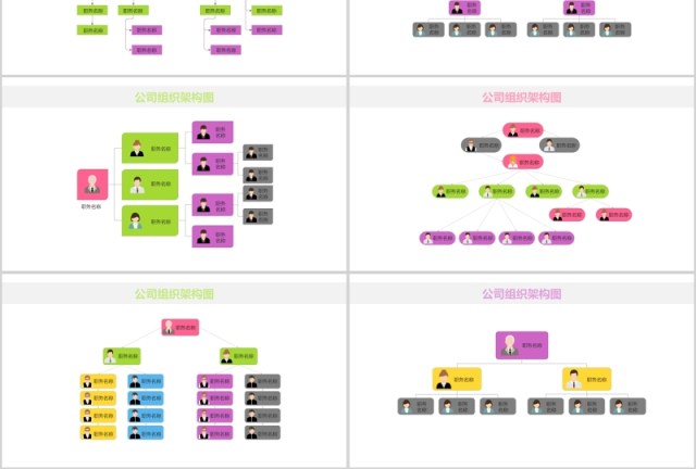 多彩公司组织架构图PPT模板