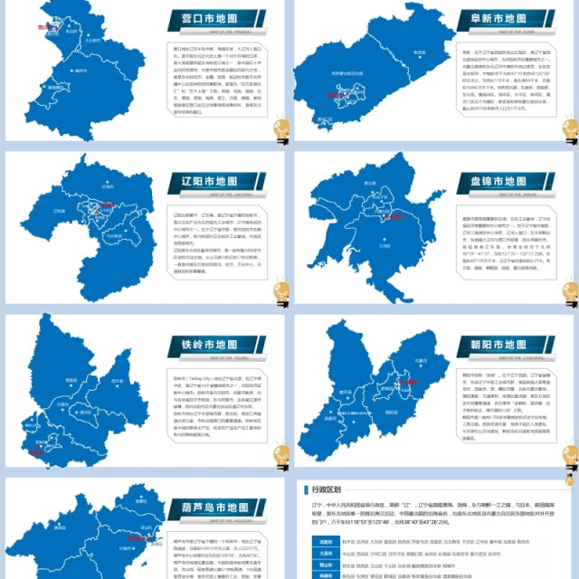 辽宁省地图及地级市PPT素材动态模板 辽宁省地图及地级市PPT素材动态模板