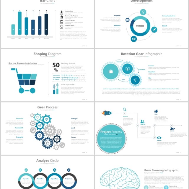 蓝色向上台阶箭头流程图面积堆积图PPT可插图排版素材模板JOSSE Powerpoint