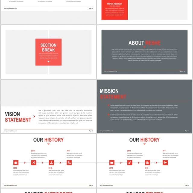 红色现代简约教育行业图片排版设计PPT模板Reshe - Modernist Powerpoint Template 红色现代简约教育行业图片排版设计PPT模板Reshe - Modernist Powerpoint Template