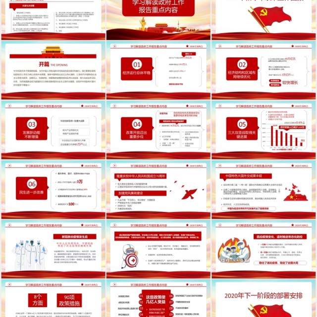 聚焦2020全国两会政府工作报告学习解读党建党政PPT模板 聚焦2020全国两会政府工作报告学习解读党建党政PPT模板