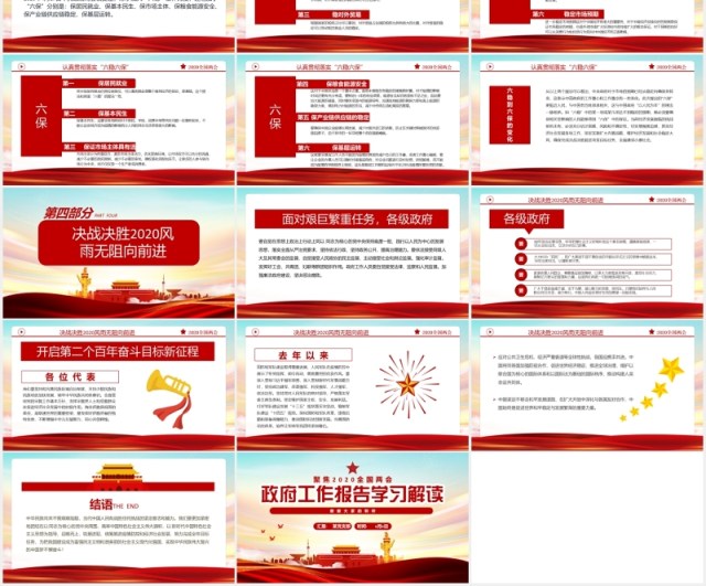 聚焦2020全国两会政府工作报告学习解读党建党政PPT模板 聚焦2020全国两会政府工作报告学习解读党建党政PPT模板
