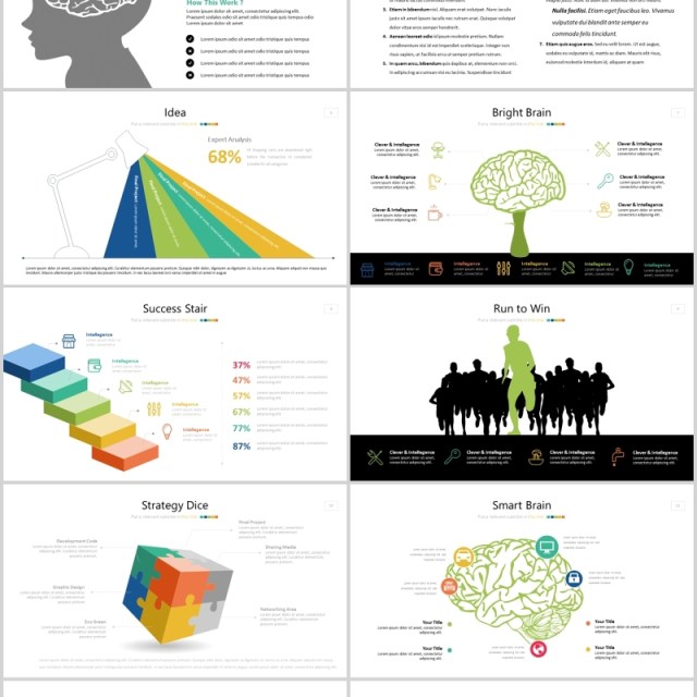 创意商务智慧头脑图形信息图表可视化PPT元素STARTUP Powerpoint Template