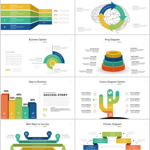 创意商务智慧头脑图形信息图表可视化PPT元素STARTUP Powerpoint Template