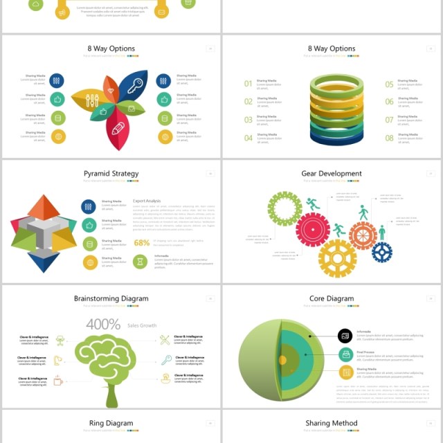 创意商务智慧头脑图形信息图表可视化PPT元素STARTUP Powerpoint Template