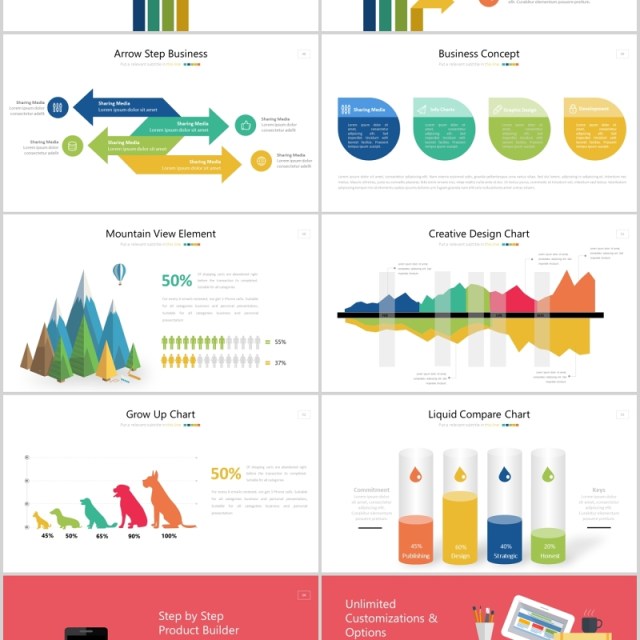 创意商务智慧头脑图形信息图表可视化PPT元素STARTUP Powerpoint Template