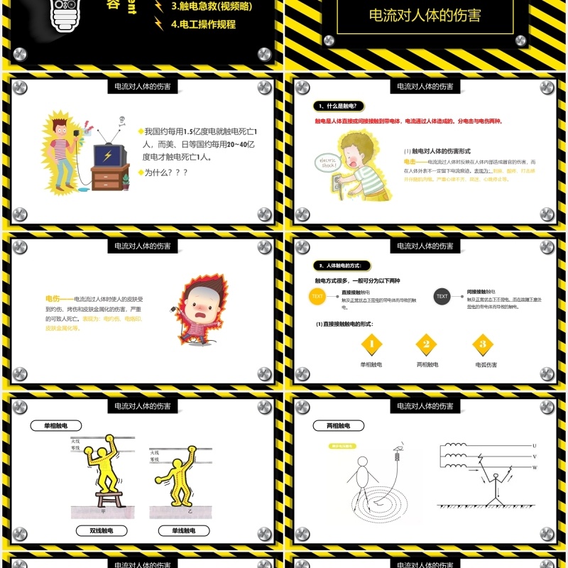 安全用电触电与急救专业知识培训PPT模板