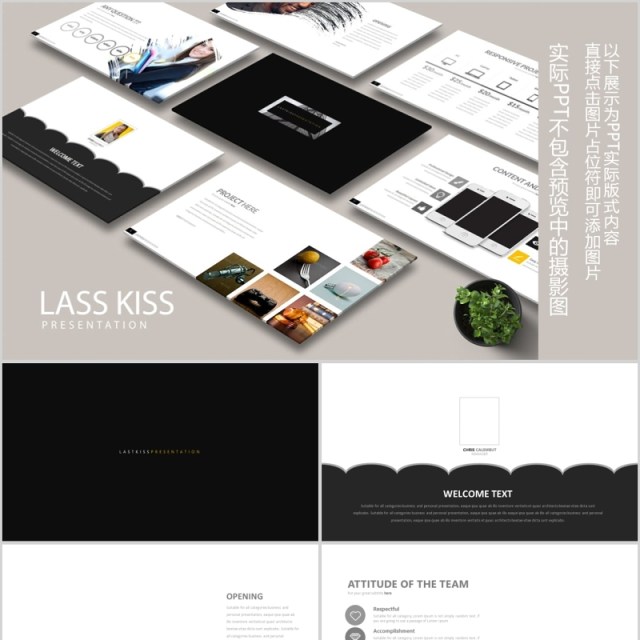 个性图形商务汇报PPT模板信息图表素材LAST KISS Powerpoint