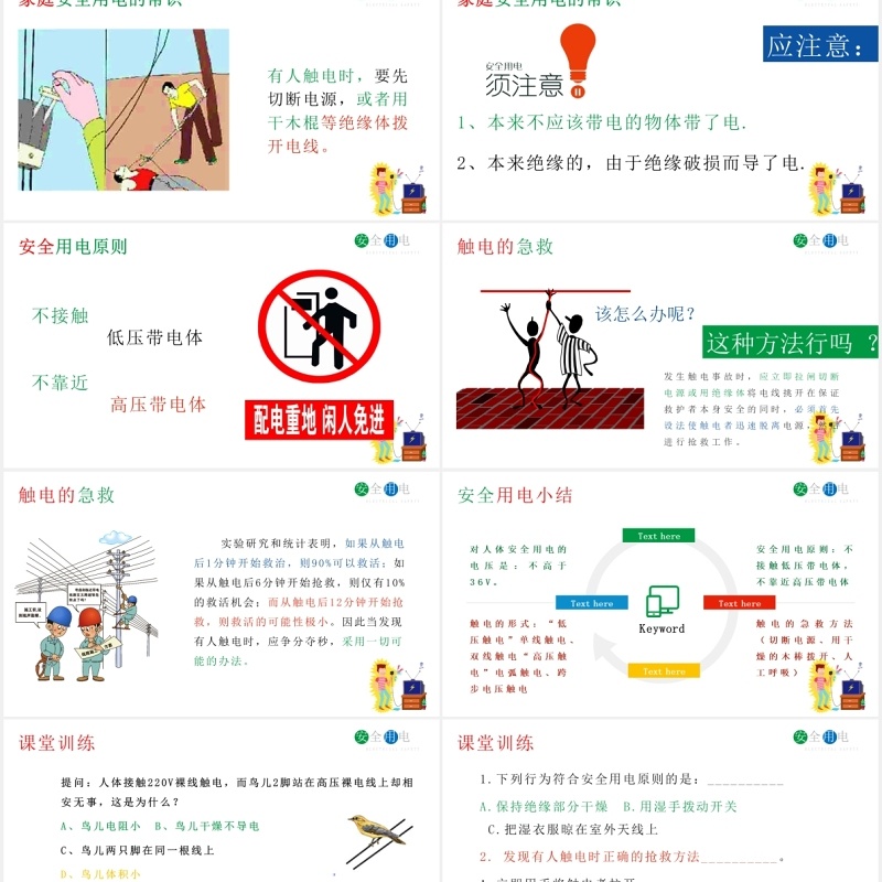 安全用电主题班会课件动态PPT模板
