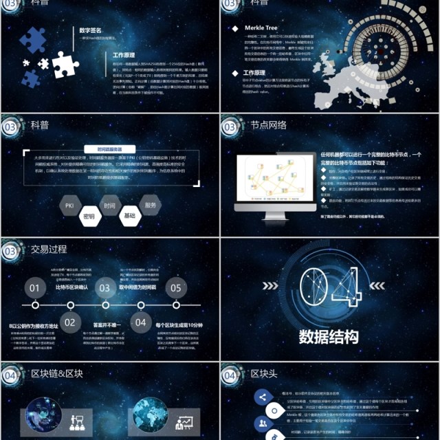 高端科技比特币区块链简介PPT模板 高端科技比特币区块链简介PPT模板