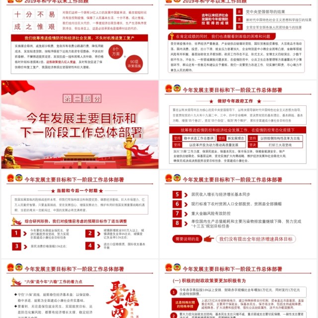 聚焦2020年全国两会政府工作报告完整版解读学习党建PPT模板 聚焦2020年全国两会政府工作报告完整版解读学习党建PPT模板