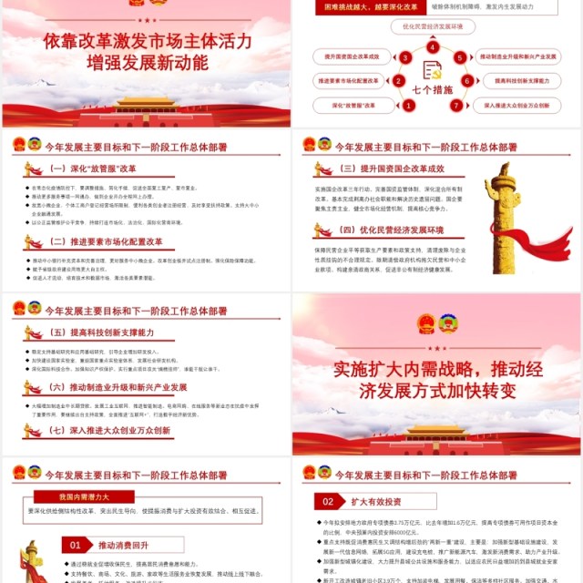 聚焦2020年全国两会政府工作报告完整版解读学习党建PPT模板 聚焦2020年全国两会政府工作报告完整版解读学习党建PPT模板