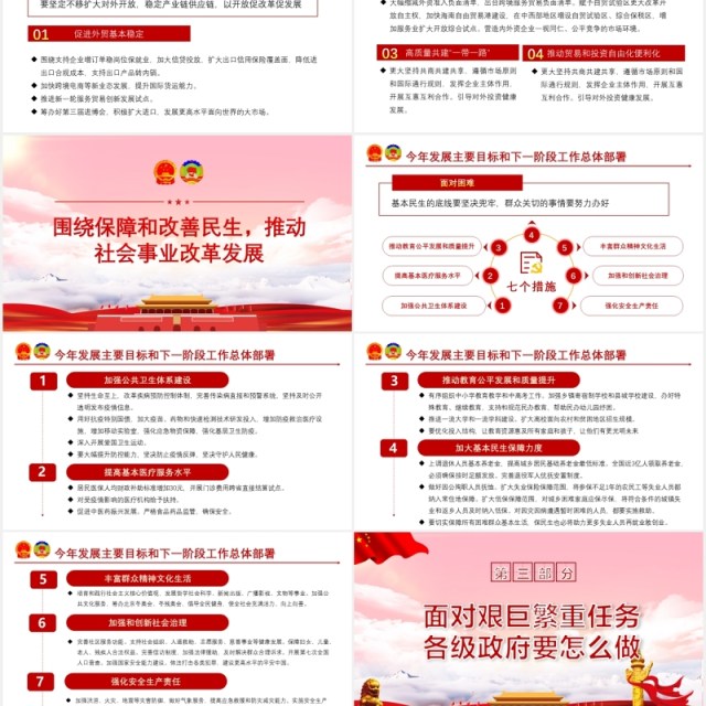 聚焦2020年全国两会政府工作报告完整版解读学习党建PPT模板 聚焦2020年全国两会政府工作报告完整版解读学习党建PPT模板