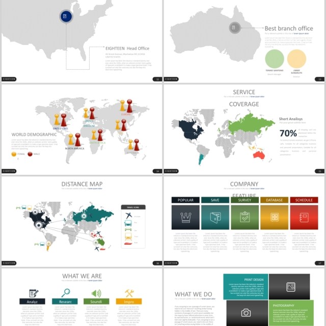 创意公司宣传团队介绍可视化图表PPT图片排版设计模板Eighteen - Powerpoint Template