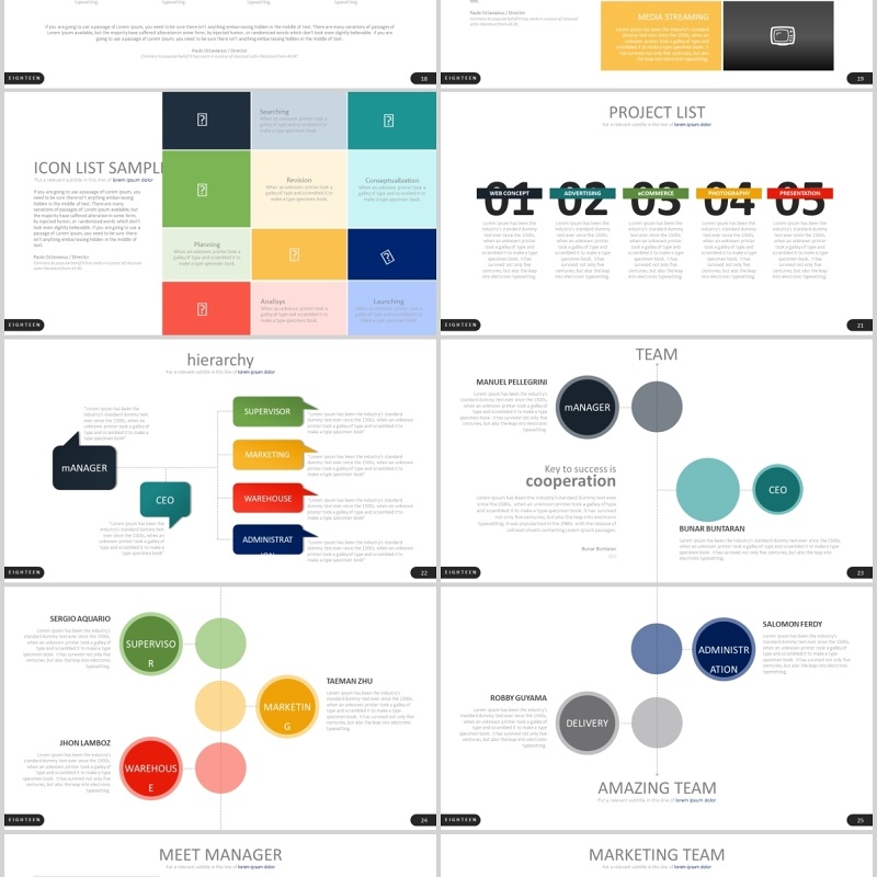 创意公司宣传团队介绍可视化图表PPT图片排版设计模板Eighteen - Powerpoint Template
