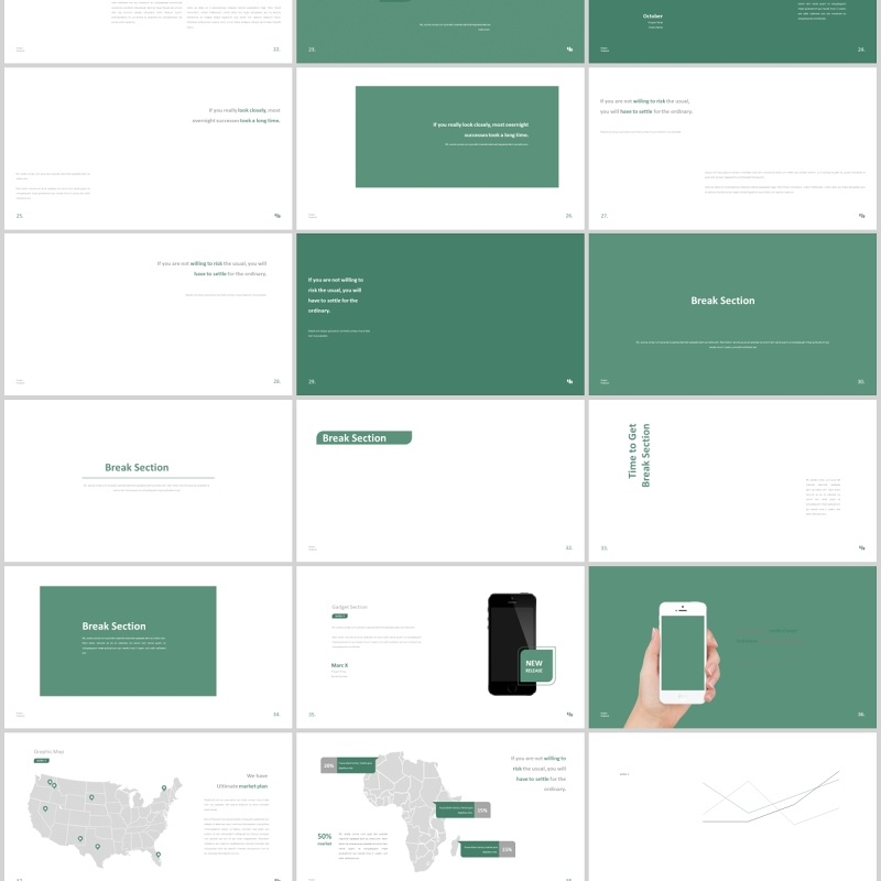 绿色商务工作PPT图片占位符版式设计模板Evergarden Powerpoint