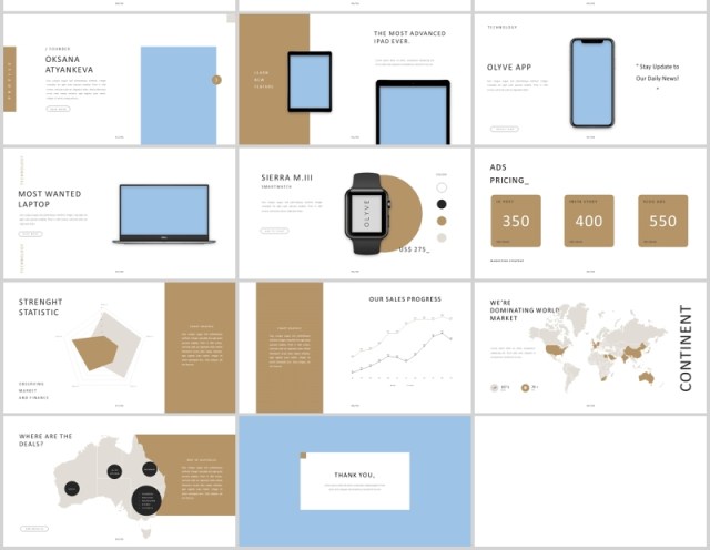 简约欧美PPT图片排版设计模板Olyve Powerpoint