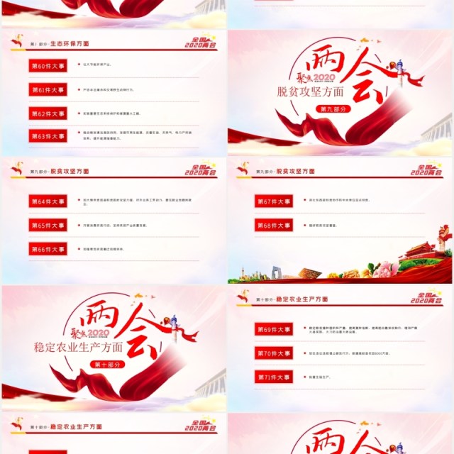 聚焦2020两会关注民生学习解读党政专题PPT模板 聚焦2020两会关注民生学习解读党政专题PPT模板