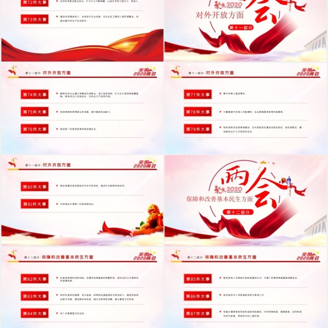 聚焦2020两会关注民生学习解读党政专题PPT模板 聚焦2020两会关注民生学习解读党政专题PPT模板