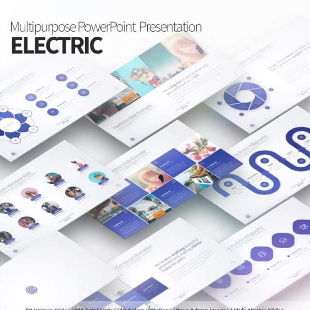 电子多功能PPT信息图表模板Electric Multipurpose PowerPoint Presentation