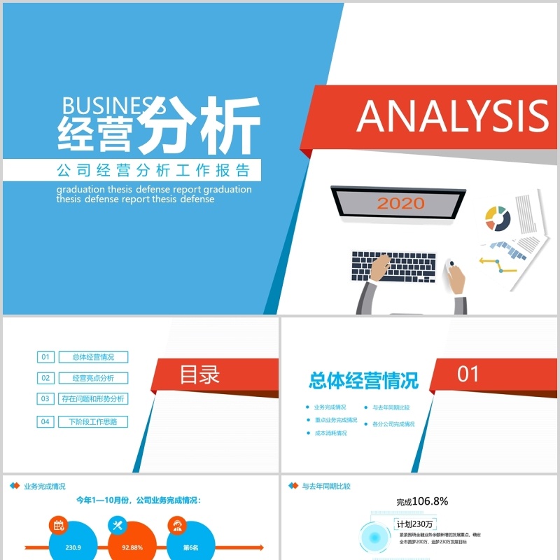 简约风公司经营分析工作汇报报告PPT模板